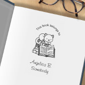 Cute Cat bovenop Stack of Books - Bladplaat Rubberstempel