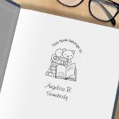 Cute Cat bovenop Stack of Books - Bladplaat Rubberstempel