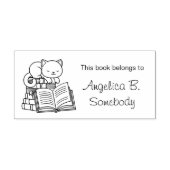 Cute Cat bovenop Stack of Books - Bladplaat Rubberstempel (Afrduk)