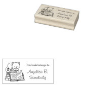 Cute Cat bovenop Stack of Books - Bladplaat Rubberstempel (Gestempeld)