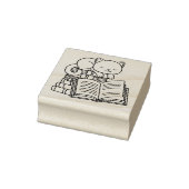 Cute Cat bovenop Stack of Books - Bladplaat Rubberstempel (Stempel)