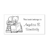 Cute Cat bovenop Stack of Books - Bladplaat Zelfinktende Stempel (Design)
