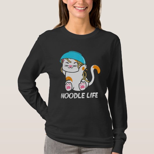Cute Cat Bowl Noodles Head Noodle Life Kitten Kitt T-shirt (Voorkant)