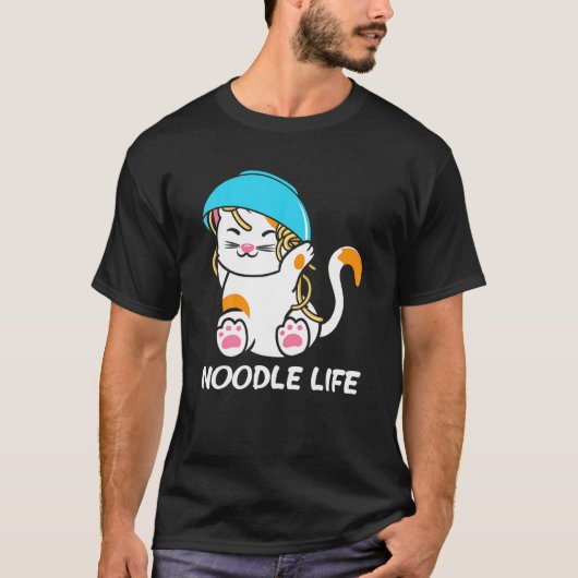Cute Cat Bowl Noodles Head Noodle Life Kitten Kitt T-shirt (Voorkant)