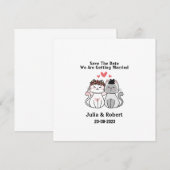Cute Cat Bride and Groom Wedding Save the Date (Voorkant / Achterkant)