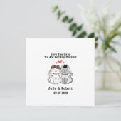 Cute Cat Bride and Groom Wedding Save the Date (Staand voorkant)
