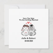 Cute Cat Bride and Groom Wedding Save the Date (Voorkant)