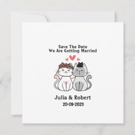 Cute Cat Bride and Groom Wedding Save the Date