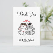Cute Cat Bride en Groom Bedankkaart (Staand voorkant)