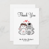 Cute Cat Bride en Groom Bedankkaart (Voorkant / Achterkant)