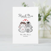 Cute Cat Bride en Groom Bedankkaart (Staand voorkant)