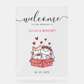 Cute Cat Bride en Groom Wedding Acryl Bord (Voorkant)