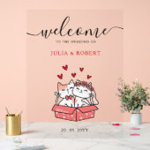Cute Cat Bride en Groom Wedding Acryl Bord (Huwelijk)