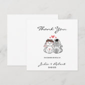 Cute Cat Bride en Groom Wedding Bedankkaart (Voorkant / Achterkant)