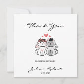 Cute Cat Bride en Groom Wedding Bedankkaart (Voorkant)