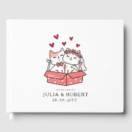 Cute Cat Bride en Groom Wedding Gastenboek