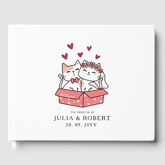 Cute Cat Bride en Groom Wedding Gastenboek (Voorkant)