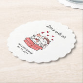 Cute Cat Bride en Groom Wedding Kartonnen Onderzetters (Gekanteld)