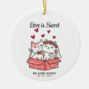 Cute Cat Bride en Groom Wedding Keramisch Ornament