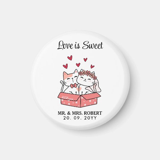 Cute Cat Bride en Groom Wedding Magneet (Voorkant)