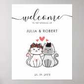 Cute Cat Bride en Groom Wedding Poster (Voorkant)