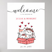 Cute Cat Bride en Groom Wedding Poster (Voorkant)