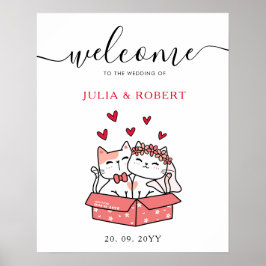 Cute Cat Bride en Groom Wedding Poster