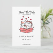Cute Cat Bride en Groom Wedding Save The Date (Staand voorkant)