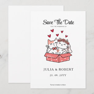 Cute Cat Bride en Groom Wedding Save The Date