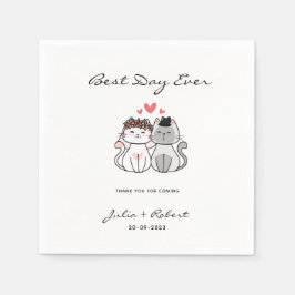 Cute Cat Bride en Groom Wedding Servet