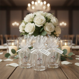 Cute Cat Bride en Groom Wedding Shot Glas