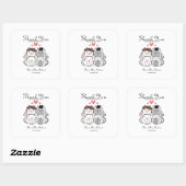 Cute Cat Bride en Groom Wedding Vierkante Sticker (Vel)