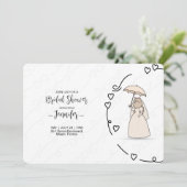 Cute Cat bride with elegant Hearts bridal shower Kaart (Staand voorkant)