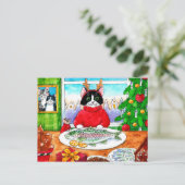 Cute cat briefkaart met kerstwinter (Staand voorkant)