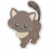 Cute Cat, bruine kat, kleine kat, Kat, Kitten Sticker (Voorkant)