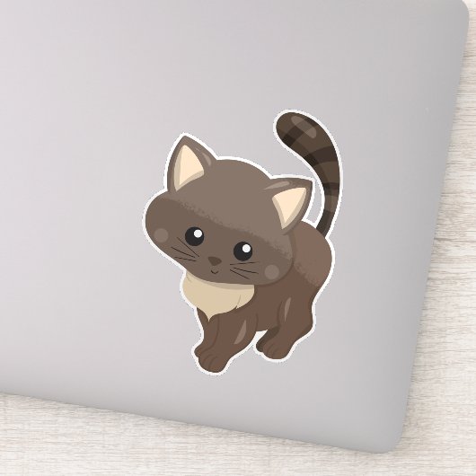 Cute Cat, bruine kat, kleine kat, Kat, Kitten Sticker (Detail)