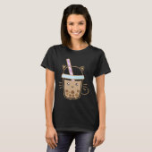 Cute Cat Bubble Boba Milk Tea Rainbow Bes Tea T-shirt (Voorkant volledig)