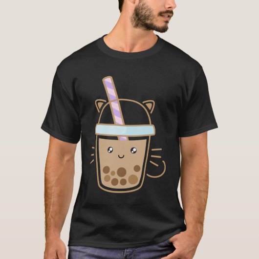 Cute Cat Bubble Boba Milk Tea Rainbow Bes Tea T-shirt (Voorkant)