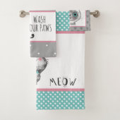 Cute cat, Butterflies, Polka Dots Bad Handdoek (Insitu)