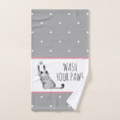 Cute cat, Butterflies, Polka Dots Bad Handdoek (Handdoek)