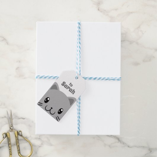 Cute Cat Cadeaulabel (Met Touw)