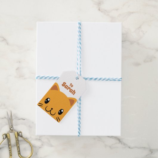 Cute Cat Cadeaulabel (Met Touw)
