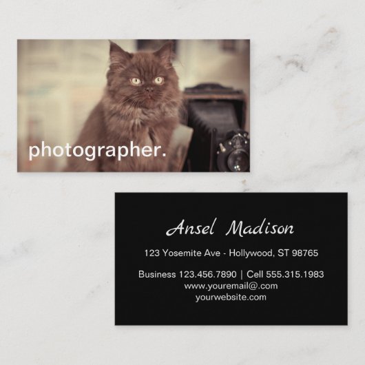 Cute Cat  Camera Fotograaf Visitekaartje (Voorkant / Achterkant)