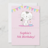 Cute Cat Cartoon Birthday Uitnodiging (Achterkant)
