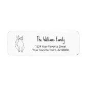 Cute Cat Cartoon Black White Return Address Label (Voorkant)