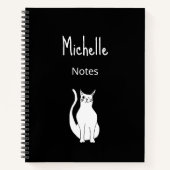 Cute Cat Cartoon Black White Winking Kat Notitieboek (Voorkant)