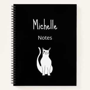 Cute Cat Cartoon Black White Winking Kat Notitieboek