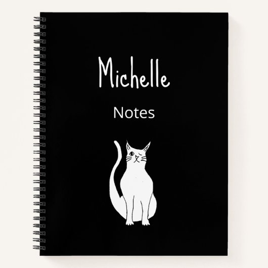 Cute Cat Cartoon Black White Winking Kat Notitieboek (Voorkant)