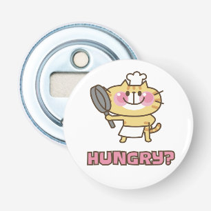 Cute Cat Cartoon Chef Pink Funny Kinder Partij Button Flesopener