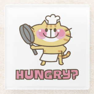 Cute Cat Cartoon Chef Pink Funny Kinder Partij Glazen Onderzetter